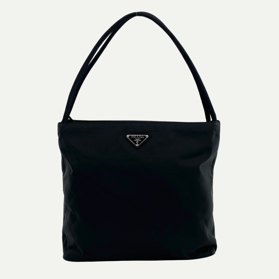 Nylon Small Tote Shoulder Bag Black