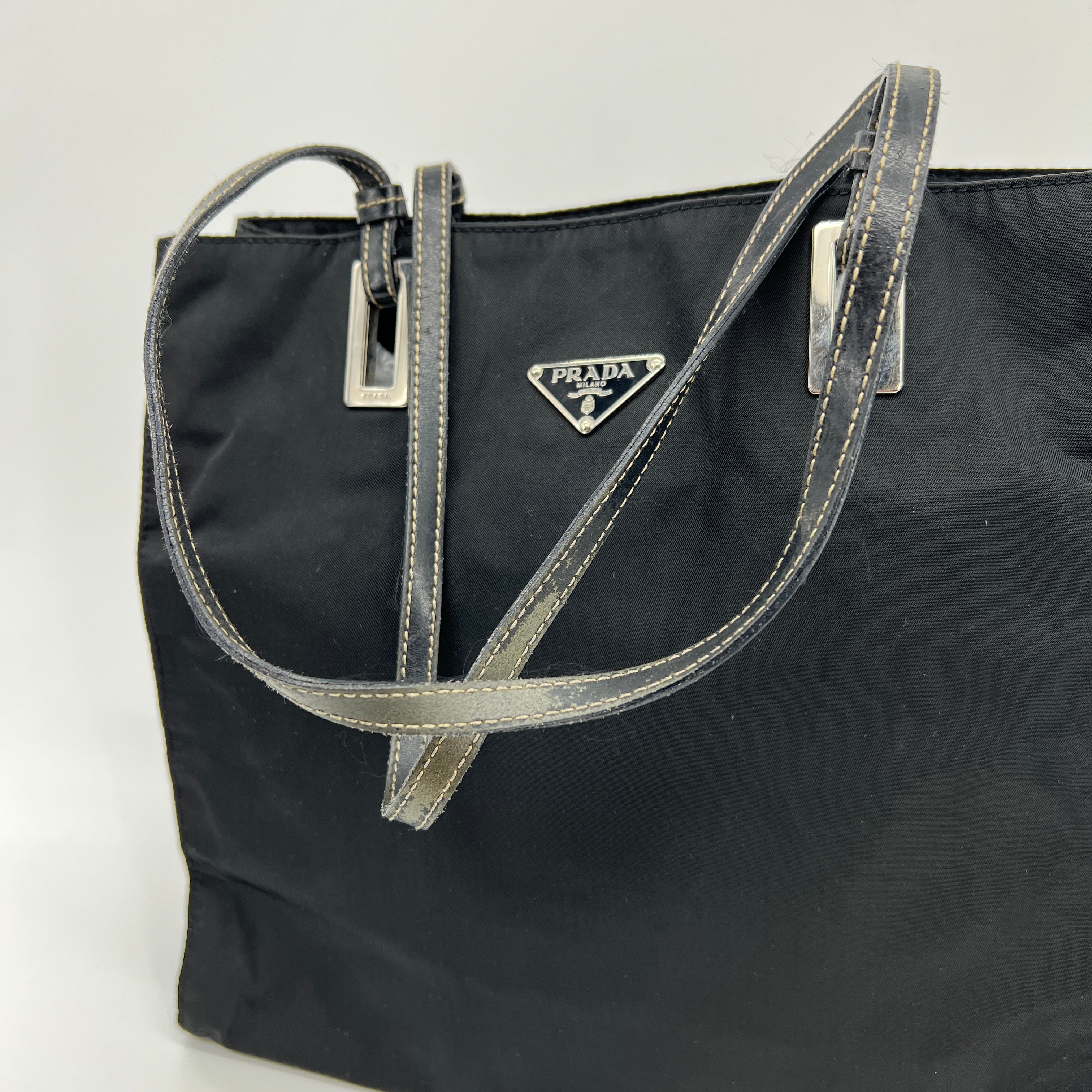 Nylon Small Tote Shoulder Bag Black