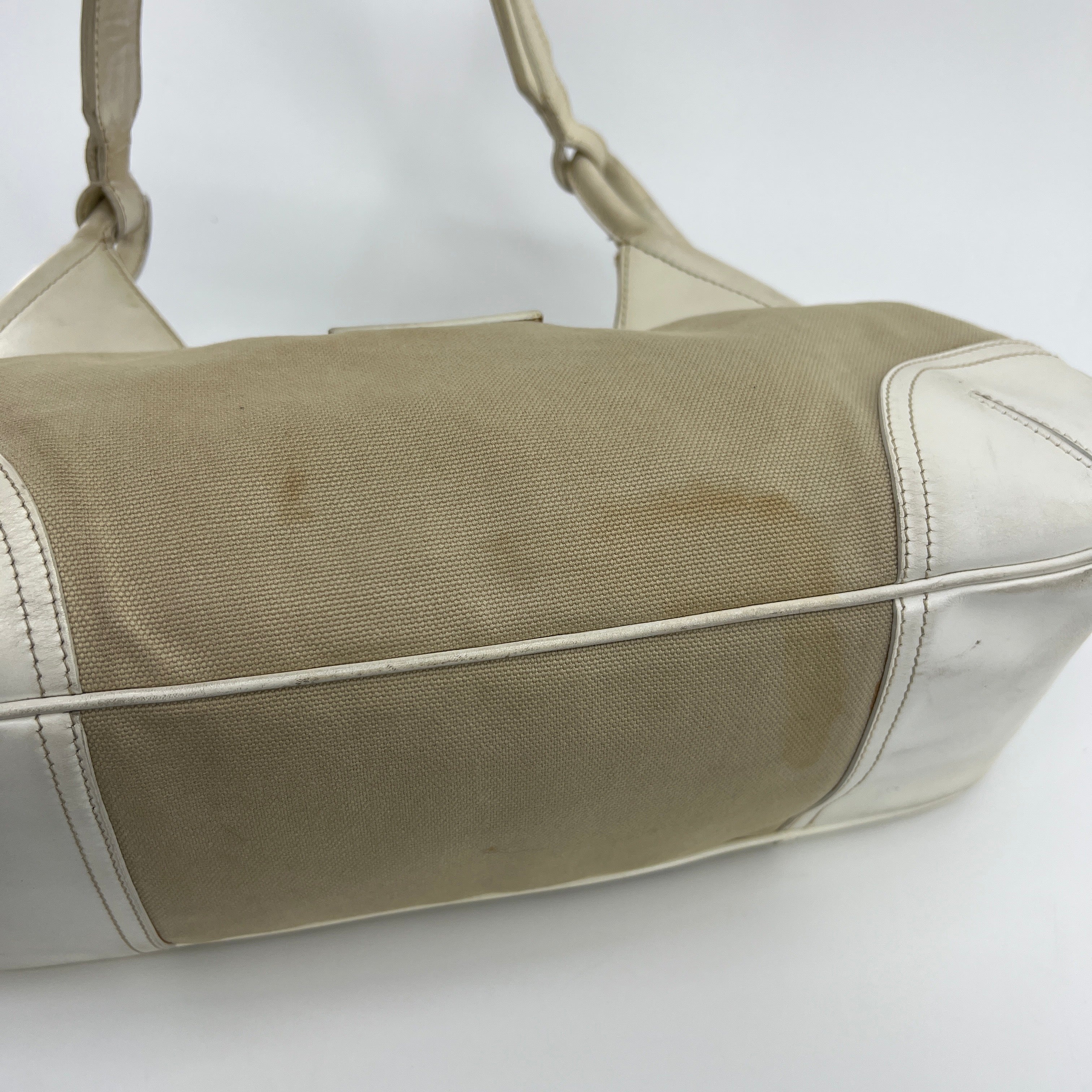 Canvas Shoulder Bag Beige - Vintage Luxuries