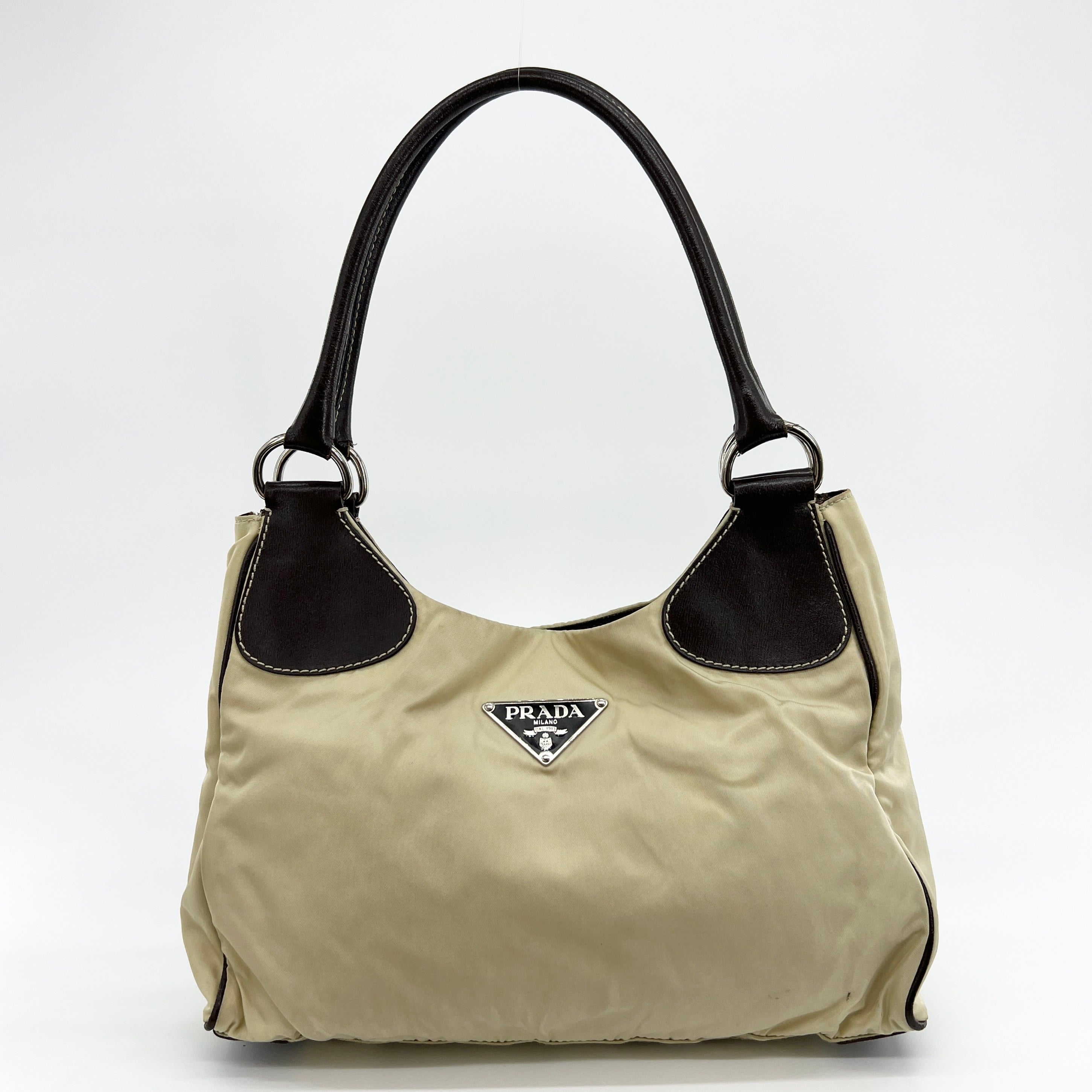 Nylon Shoulder Bag Beige Brown - Vintage Luxuries