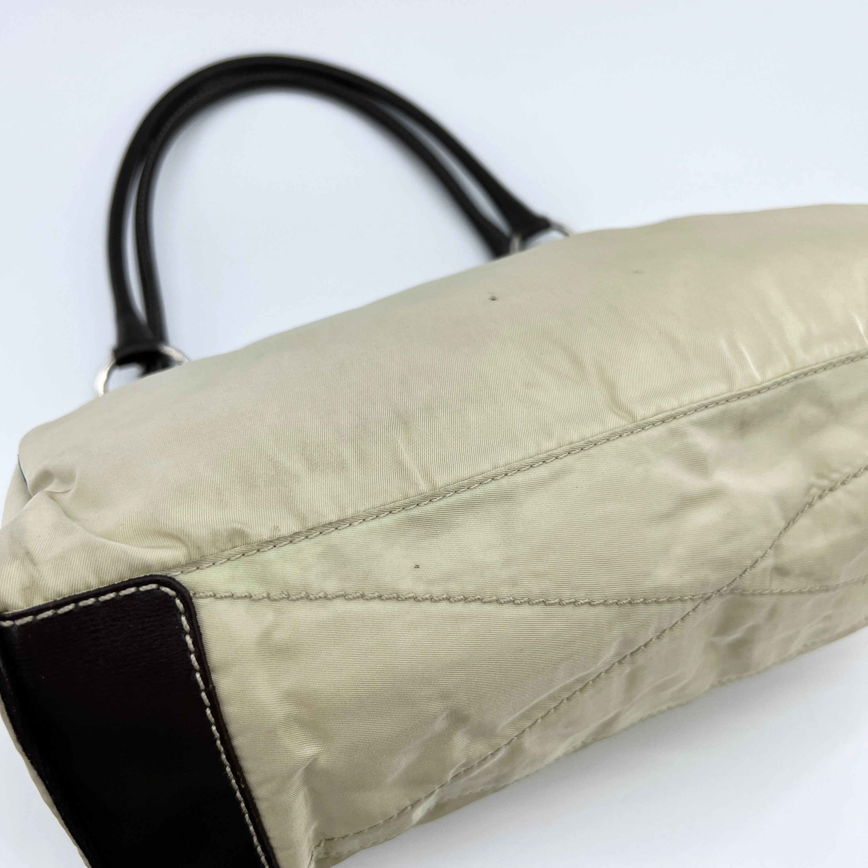 Nylon Shoulder Bag Beige Brown